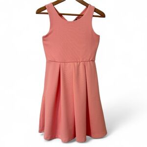 Zunie Coral Pink Girls Sleeveless Dress with Crisscross Back, Size 14
